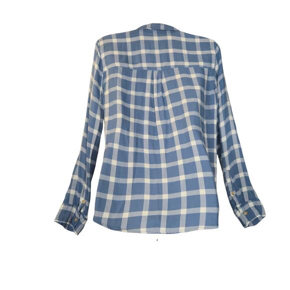 Ambercrombie & Fitch Womens Medium Button Up Shirt Blue Plaid Casual Lightweight - Picture 6 of 12